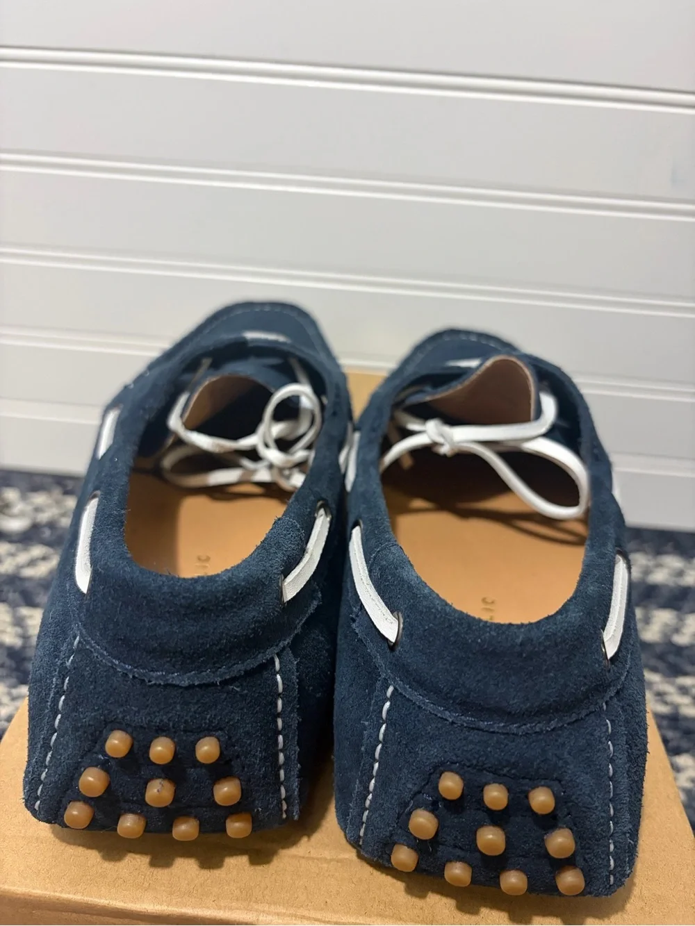 Men's Navy Leather Boat Shoes - Classic Slip-On Deck Style